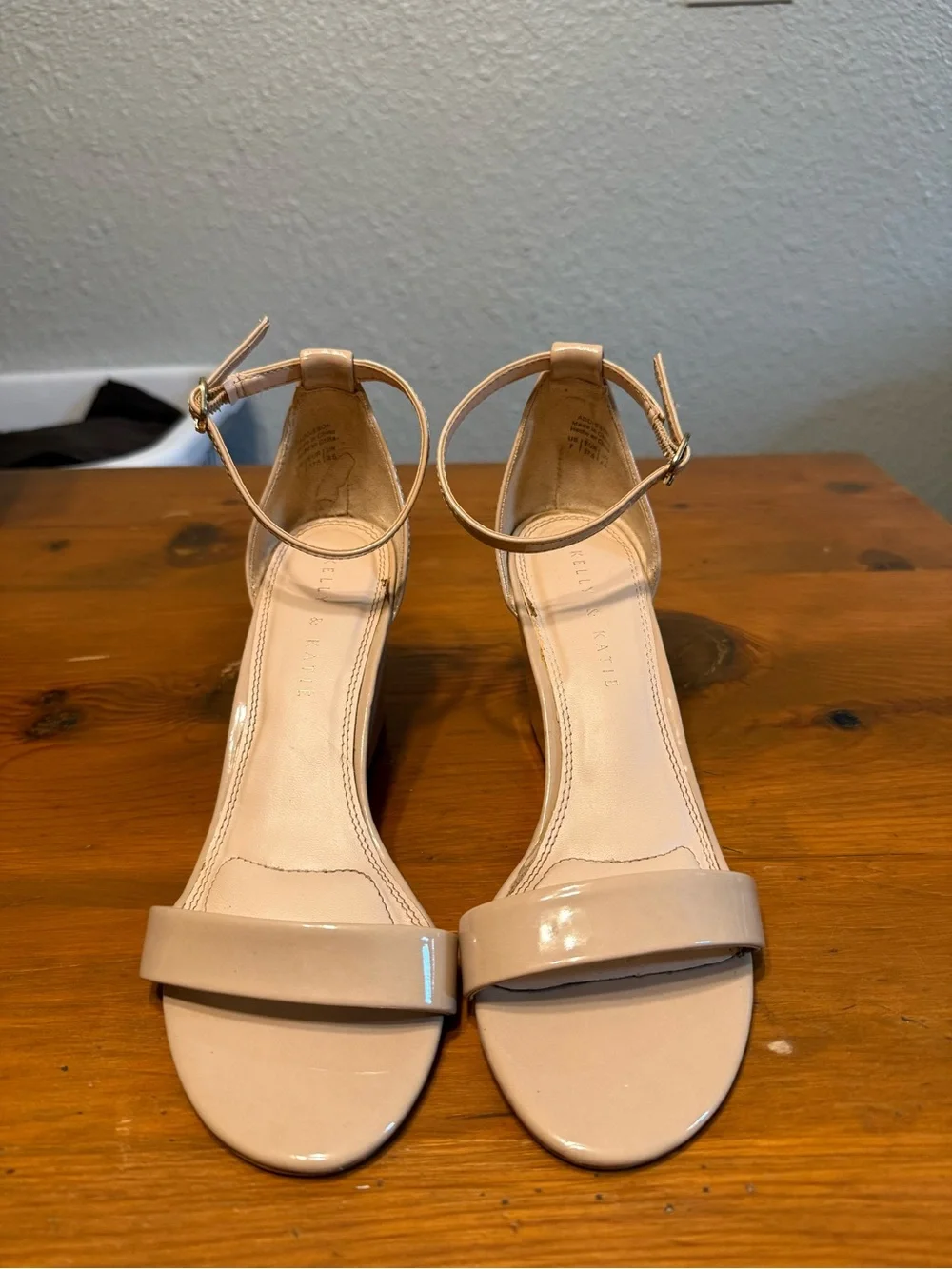 Womens Nude Ankle-Strap Wedge Heel Sandals